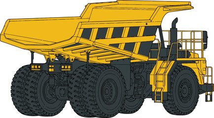 Heavy duty mining dump truck illustration for construction quarry transportation and industrial hauling operations © MdRobiul