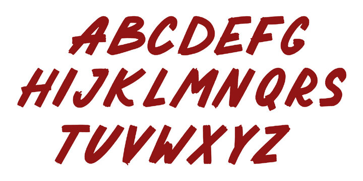 Red Brush Lettering Alphabet A&ndash;Z