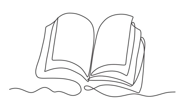 Continuous line drawing of a open book 