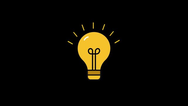 Light bulb on black background. 4k stock footage. HD