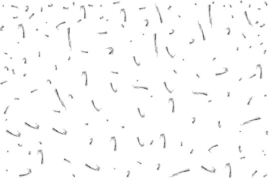 Abstract texture with scattered charcoal pencil strokes isolated on transparent background