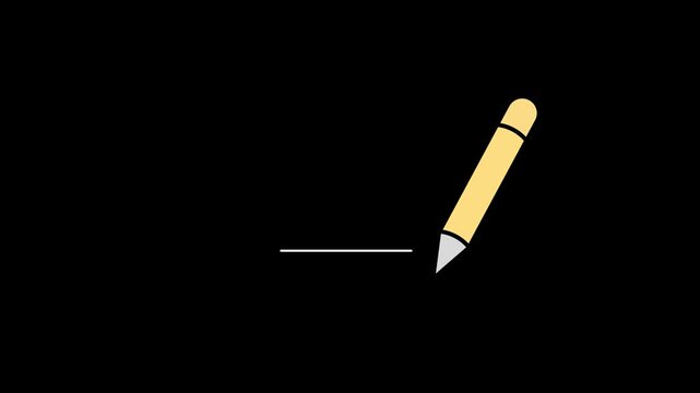 Pencil and Text Line Icon Animation. Minimal Writing Concept for Education and Business. 4K Stock Video