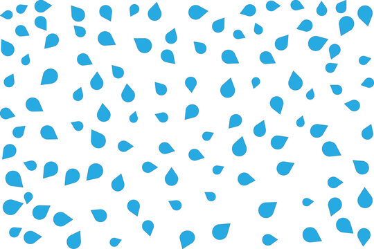 Seamless pattern of blue water drops isolated on transparent background