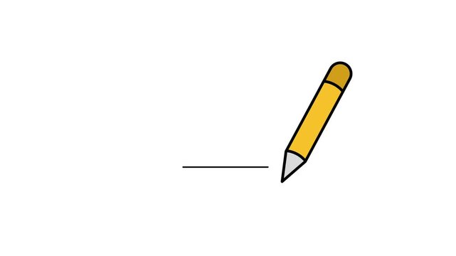 Pencil and Text Line Icon Animation. Minimal Writing Concept for Education and Business. 4K Stock Video