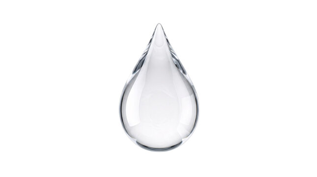 Clear water droplet with reflections on isolated on transparent background