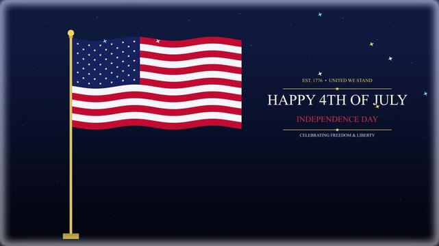 American flag animation waving for 4th of july independence day loop