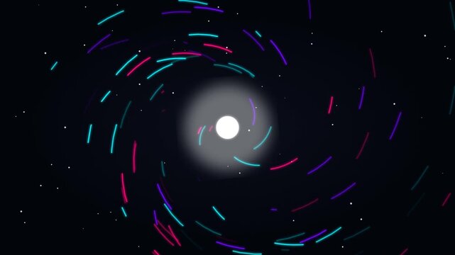 Vibrant cosmic spiral galaxy with glowing swirling colors against starry space background