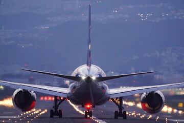 夕刻に離陸する飛行機 © THE DEEP