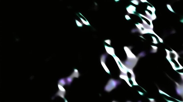Abstract holographic foil texture animation with iridescent light waves on a black background