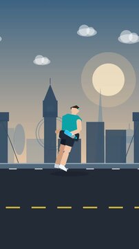 Pixel runner athlete running city loop animation