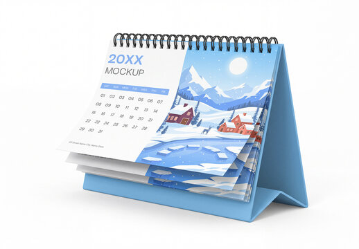 Spiral Desk Calendar Mockup