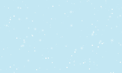 Fototapeta premium Gentle snowfall against a soft blue winter sky with scattered snowflakes and bokeh