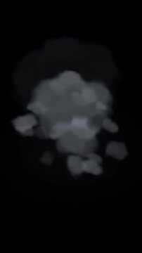 Smoke cloud puff animation loop with dark background atmosphere