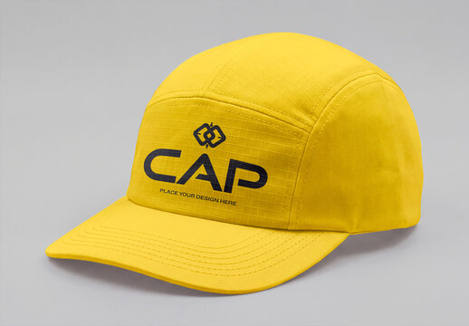 Yellow Baseball Cap Mockup with Logo Design