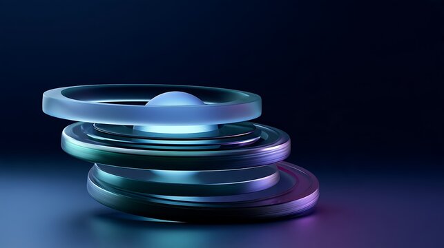 Cryptographic agility and post-quantum readiness visual metaphor, modular security architecture formed by three interchangeable geometric rings surrounding one protected luminous data core