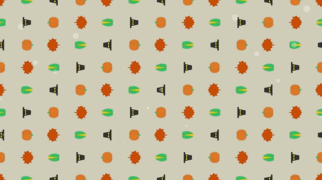 Autumn thanksgiving pattern motion background with seasonal icons