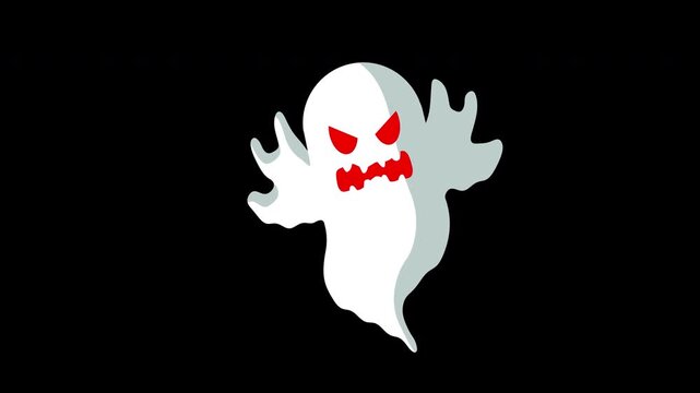Ghostly Phantom with Fiery Red Maw and Angry Eyes Floating in Space for Halloween Horror ghost animation dark spooky motion
