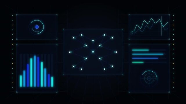 Hud dashboard technology motion graphic interface cyber analytics loop