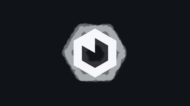Smoke moves from both sides toward the center, swirling into an abstract logo silhouette before fading away to reveal a crisp, clean symbol for modern branding and corporate presentations.