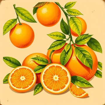 Vintage-inspired citrus fruit design featuring California oranges, vintage, nostalgia