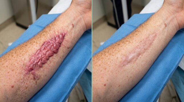 Before and After Hypertrophic Scar Treatment on Forearm