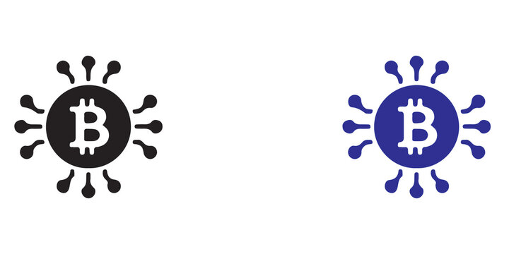 Cryptocurrency bitcoin logo icon with network connection nodes digital currency blockchain technology digital finance crypto investment decentralized