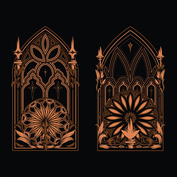Vintage Gothic Sacred Frame Illustration