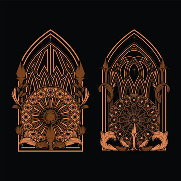 Vintage Gothic Sacred Frame Illustration