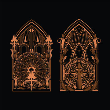 Vintage Gothic Sacred Frame Illustration