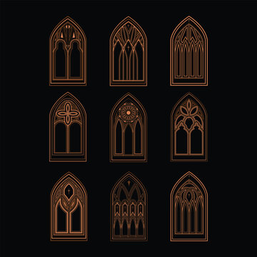 Vintage Windows Gothic Frame Illustration