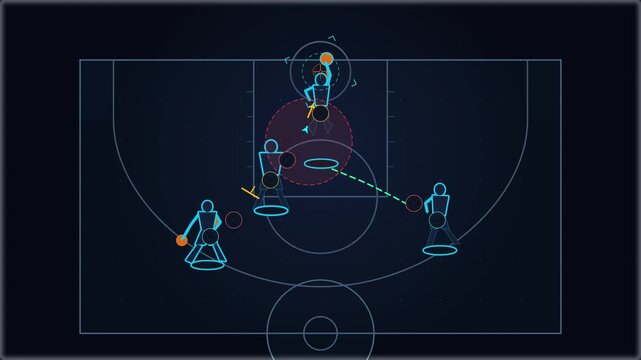 Basketball animation tactics play strategy court blueprint loop video