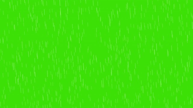 Heavy rain falling on green background animation, rain streaks animated sign with alpha channel.