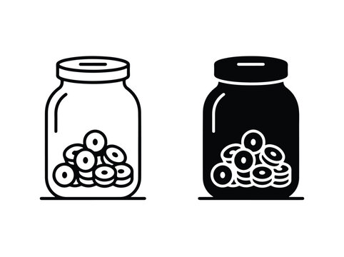 Savings Jar Vector Icons for Rotating Credit and Community Savings