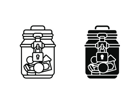 Savings Jar Icon Set for Community Finance and Credit Union Apps
