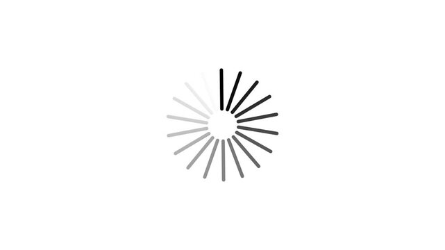 Black and grey loading circle animation on white background 