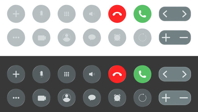 Call Controls, Dark mode phone vector icon set for app design