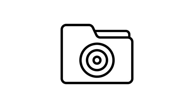 Folder Icon with Camera Lens Symbol, Isolated on Transparent Background