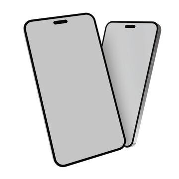 Modern Smartphone Mockups with Dynamic Island Feature, 3D Render Illustration, Empty Displays, Pile of Two Devices, Tech Concept