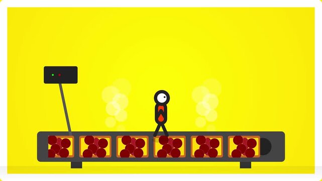 Vibrant yellow background with geometric red and black crossing pattern for explainer videos