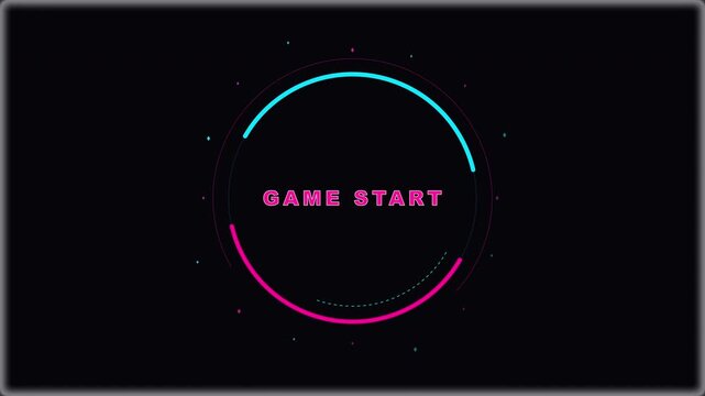 game start pixel loop animation with retro neon circle