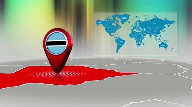 Botswana World Map Pin Location Background Loop 4k