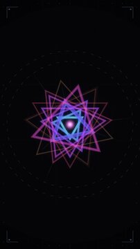 Abstract glowing sacred geometry neon pattern for mystic tech visualization loop