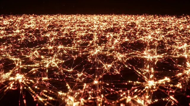 Abstract glowing network of lights with dynamic connections