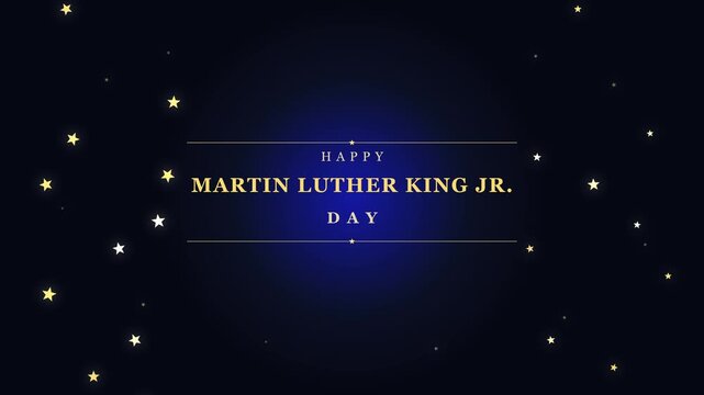 Martin luther king jr day golden text animation loop celebration blue