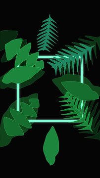 Neon green frame leaf foliage animation loop motion graphic