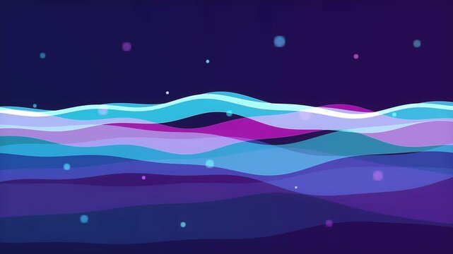 Pixel wave animation loop background with glowing dots and blue hues