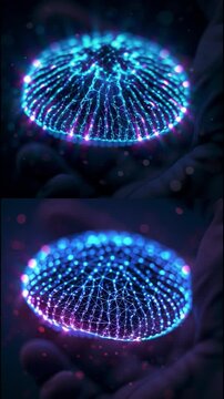 Vertical video of abstract glowing patterns and futuristic digital forms