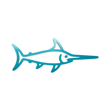 Swordfish marlin sea predator marine aquatic life cyan 3d icon