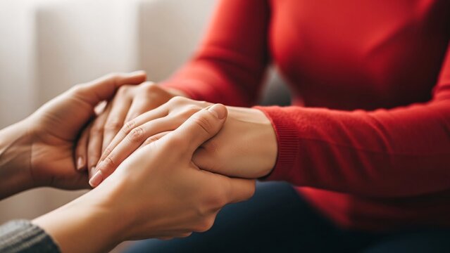 Woman receiving comfort and support from someone