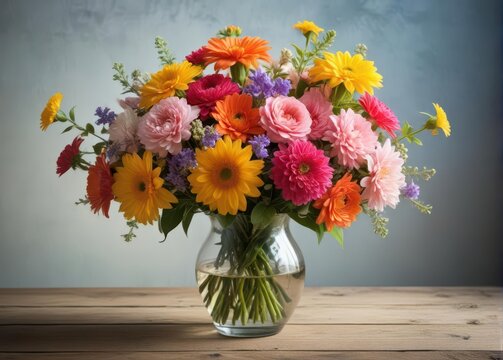 Colorful Mixed Flowers in a Vase